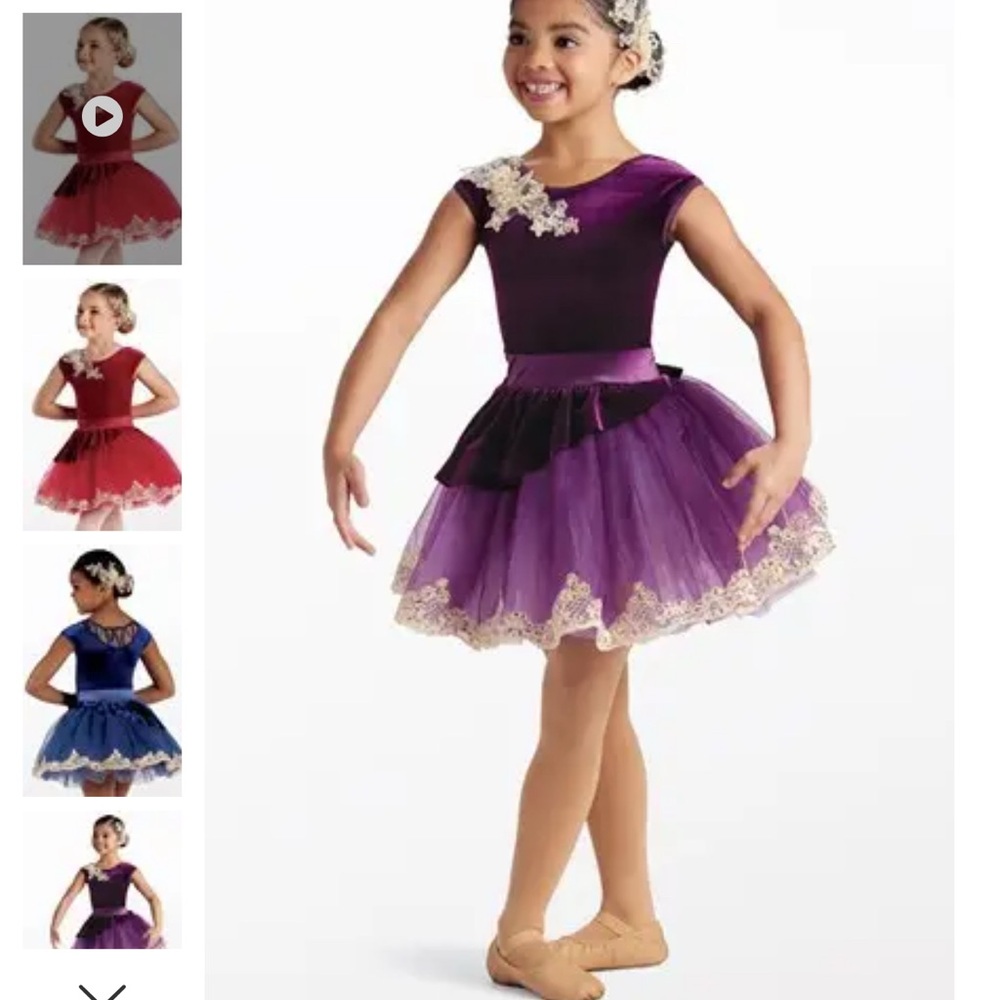 Purple Ballet Tutu Dress with Lace Trim